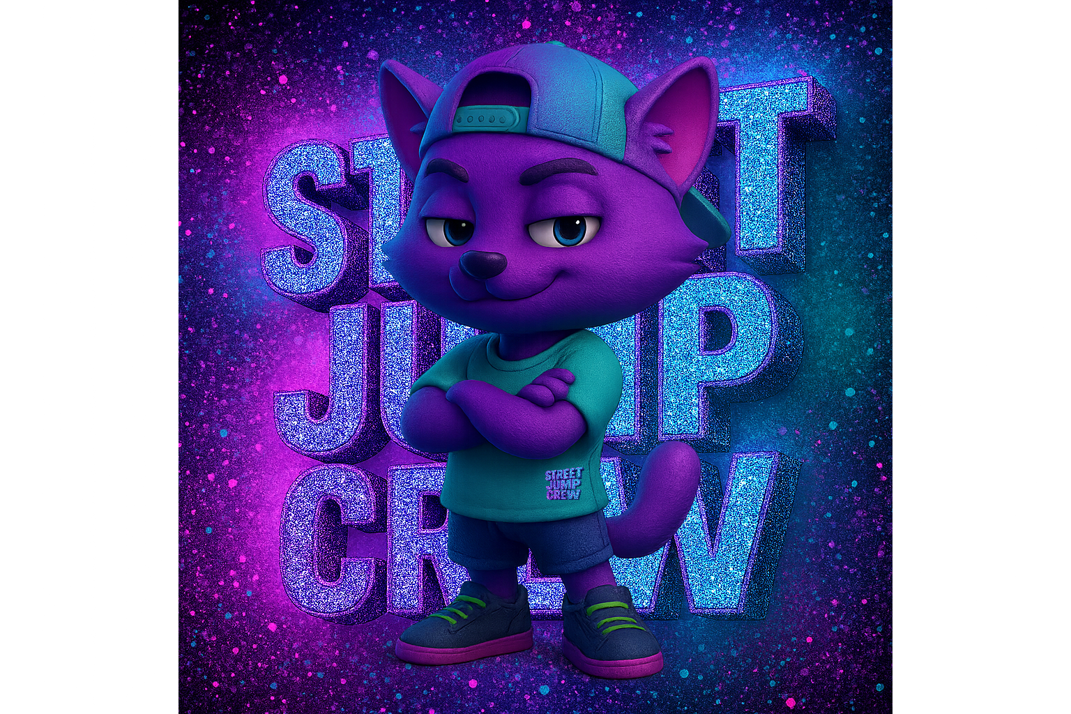 Nadpis StreetJumpCrewPozadie3DsMaskotomVibeTricko